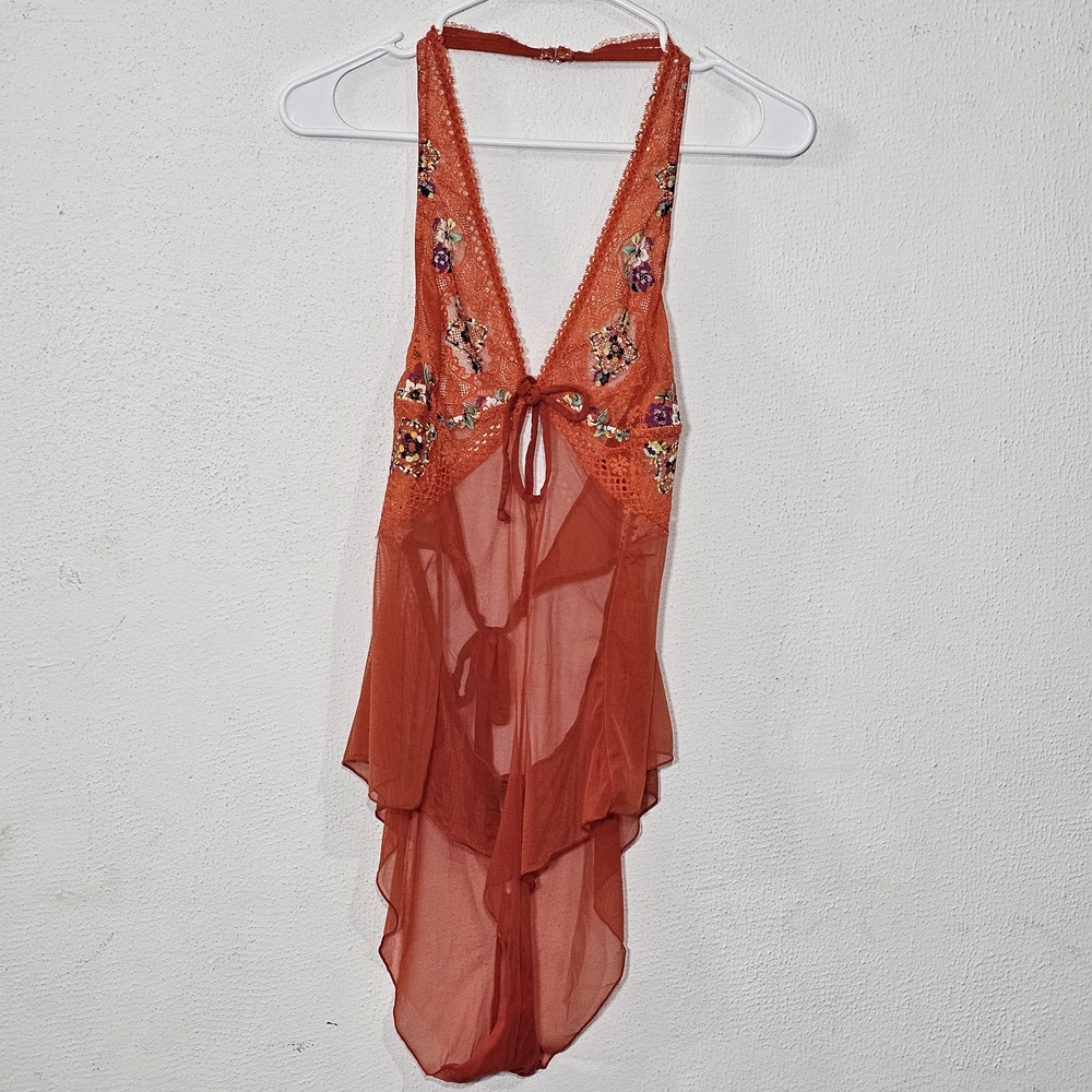 Savage X Fenty Babydoll Sheer Mesh Floral Lace Lingerie Sz XL Straps Romantic - Picture 4 of 8